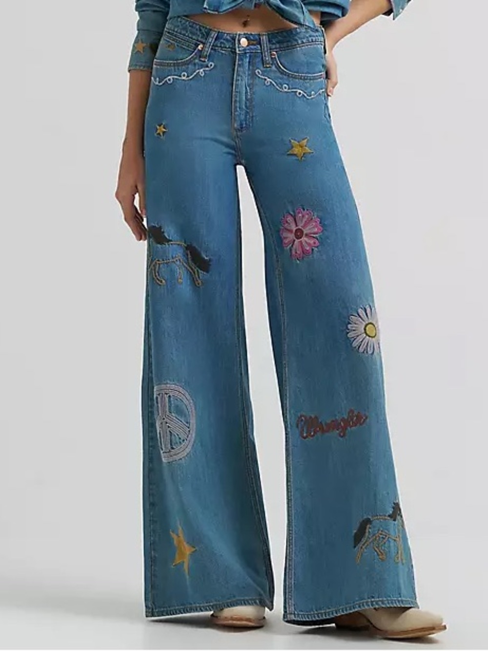 NWTS WRANGLER EMBROIDERED WIDE LEG